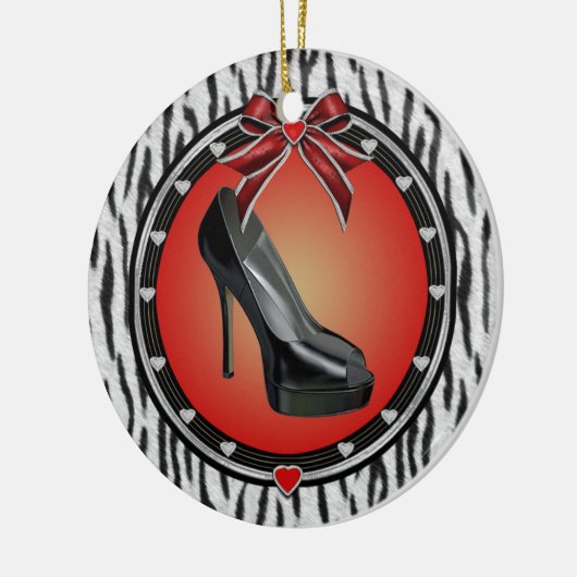 Zwart Stiletto Zebra Print Ornament (Links)