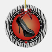 Zwart Stiletto Zebra Print Ornament (Achterkant)
