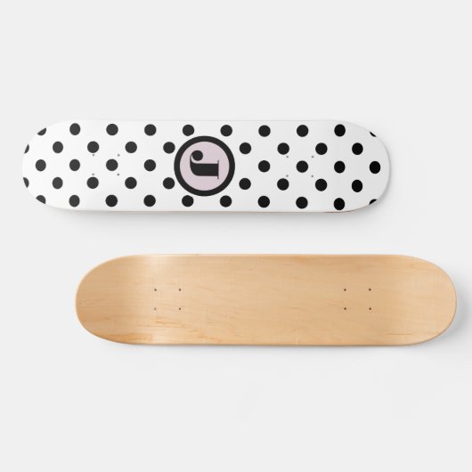 Zwart Stip - Aangepast monogram Persoonlijk Skateboard (Horizontaal)