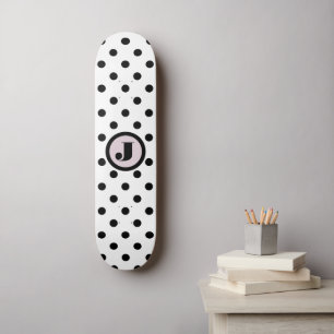 Zwart Stip - Aangepast monogram Persoonlijk Skateboard