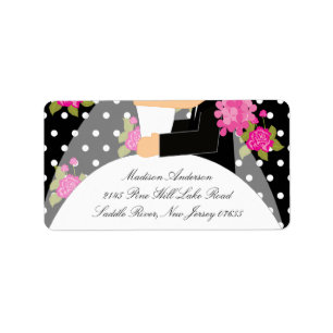 Zwart Stip Bride & Groom Return Address Label
