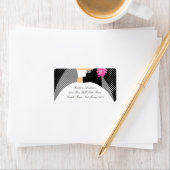 Zwart Stippen bruid & bruidegom retour adreslabel Etiket (Insitu)