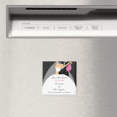 Zwart Stippen bruid & bruidegom Save The Date Magn Magneet (Insitu (Vaatwasser))