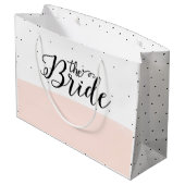 Zwart stippenpatroon roze streep groot cadeauzakje (Achterkant Gekanteld)