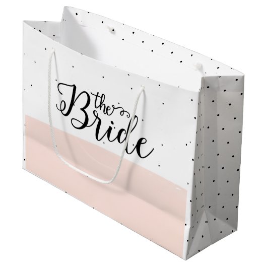 Zwart stippenpatroon roze streep groot cadeauzakje (Voorkant Gekanteld)