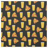 Zwart stof met bier en pizza motief (Swatch)