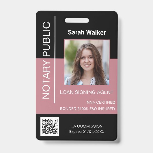 Zwart stoffige roze schrijfmachine voor overheidsi badge (Voorkant)