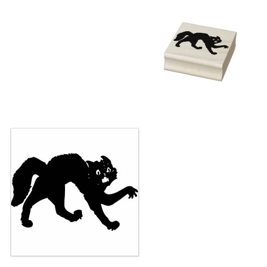 Zwart straffe zegel voor kattensilhouet rubberstempel (Gestempeld)