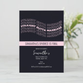 Zwart Straight Outta Huwelijk Gescheiden Partij Kaart (Staand voorkant)