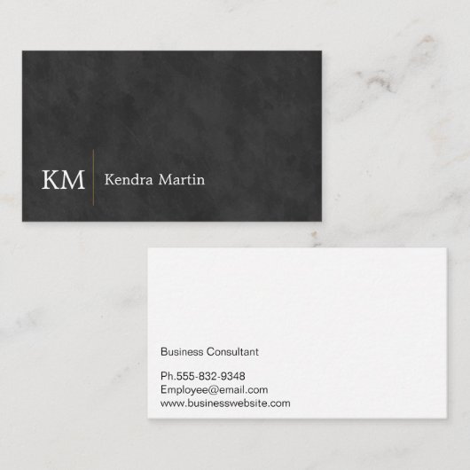 Zwart strakke textuur | Initialen Visitekaartje (Voorkant / Achterkant)