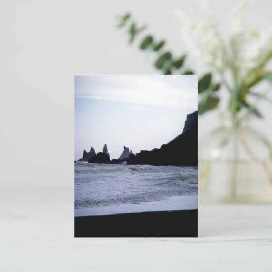 Zwart strand briefkaart (Staand voorkant)