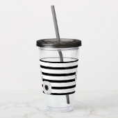 Zwart streep en Anemone Monogrammed Personalized Acryl Drinkbeker (Links)
