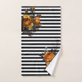Zwart Streep Sinaasappel Roos Bloem Bad Halloween Bad Handdoek (Handdoek)