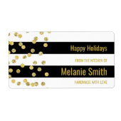 Zwart Strepen Goud Confetti Baking Labels (Voorkant)