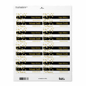 Zwart Strepen Goud Confetti Baking Labels (Full Sheet)