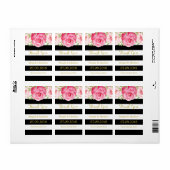 Zwart Strepen Roze Bloemen Bruiloft Labels (Full Sheet)