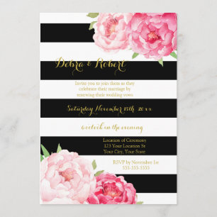 Zwart Strepen Roze Bloemen Geloven Vernieuwing Uit Kaart