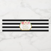 Zwart Strepen Roze Bloemen Gouden Waterflesje Labe Waterfles Etiket (Enkel label)