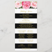 Zwart Strepen Roze Waterverf Trouwprogramma Programmakaart (Achterkant)