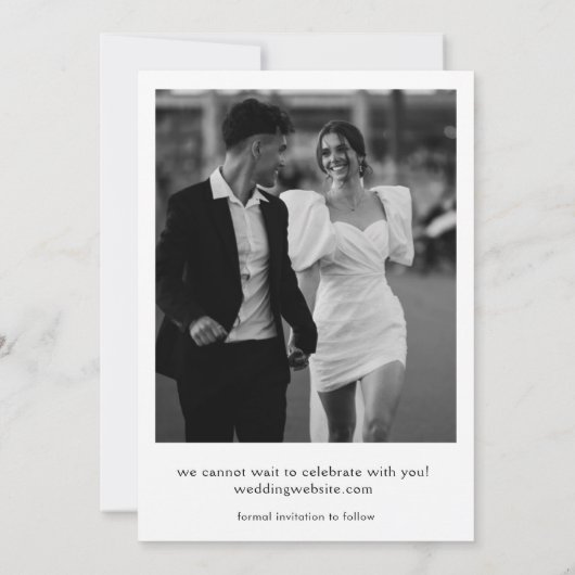 Zwart strikje lint Save the date bruiloft Kaart (Achterkant)