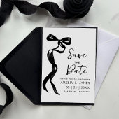 Zwart strikje lint Save the date bruiloft Kaart