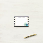 Zwart Stripe en Blauw Floral op maat Post-it® Notes (Op bureau)