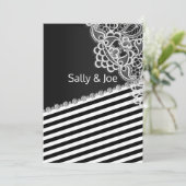 ZWART STRIPE Lace Diamond Wedding Grey Kaart (Staand voorkant)