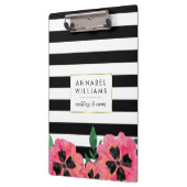 Zwart Stripe & Roze, gepersonaliseerd klembord (Links)