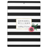 Zwart Stripe & Roze, gepersonaliseerd klembord (Achterkant)