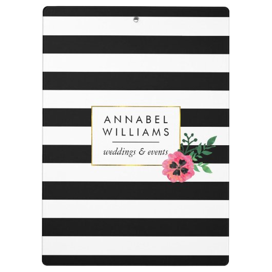 Zwart Stripe & Roze, gepersonaliseerd klembord (Achterkant)