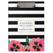 Zwart Stripe & Roze, gepersonaliseerd klembord (Voorkant)