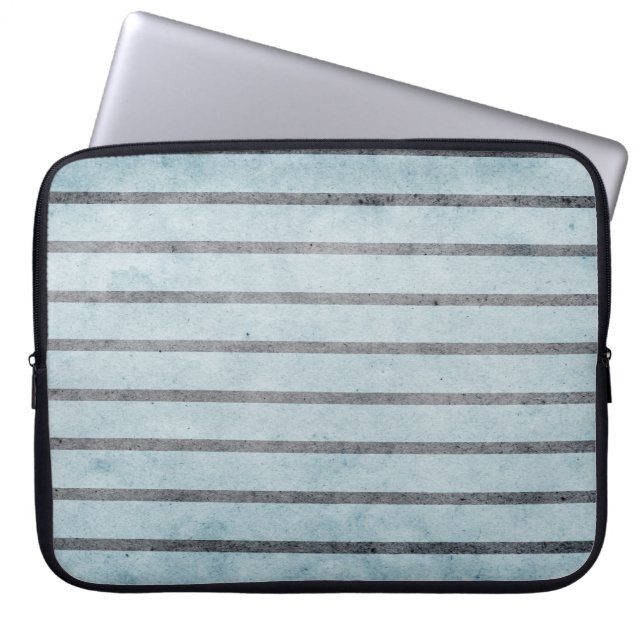  zwart Striped Blue-laptop - Sleeve (Voorkant)