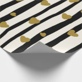 Zwart stripes Golden Heart Wrappapier Cadeaupapier (Hoek)