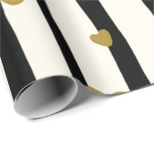 Zwart stripes Golden Heart Wrappapier Cadeaupapier (Rol Hoek)