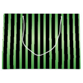 Zwart Stripes Groen Gekleurd Large Cadeautasje (Voorkant)