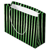 Zwart Stripes Groen Gekleurd Large Cadeautasje (Achterkant Gekanteld)