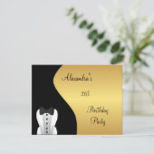 Zwart Stropdas 21e verjaardagsfeest zwart en goud Kaart (Staand voorkant)
