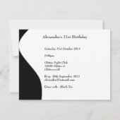 Zwart Stropdas 21ste Verjaardagsfeest Zwart & Wit Kaart (Achterkant)