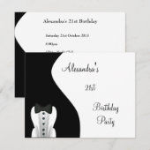 Zwart Stropdas 21ste Verjaardagsfeest Zwart & Wit Kaart (Voorkant / Achterkant)