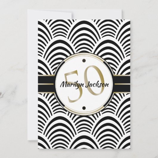 Zwart Stropdas 50ste verjaardag van de Elegant Art Kaart (Achterkant)
