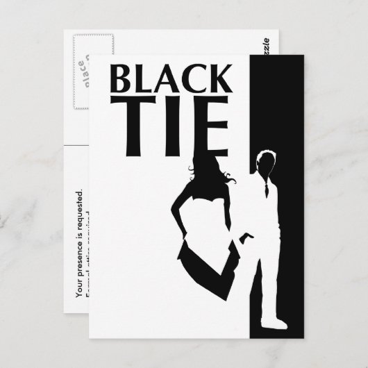 zwart stropdas affaire : man en vrouw silhouet briefkaart (Voorkant / Achterkant)