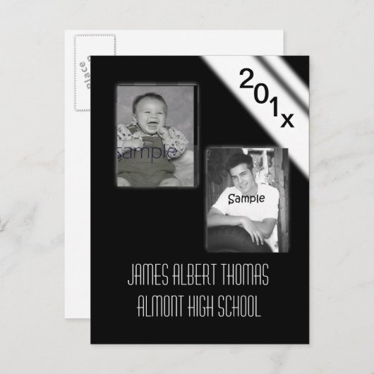 Zwart Stropdas Afstudeerder Kaart (Voorkant / Achterkant)