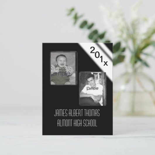 Zwart Stropdas Afstudeerder Kaart (Staand voorkant)