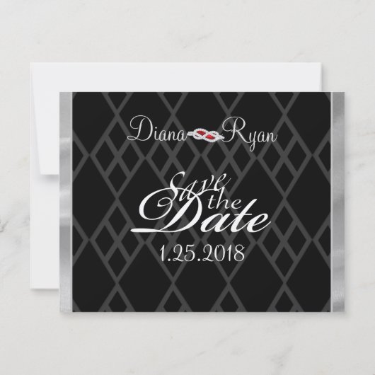 Zwart Stropdas Bewaar de datum Save The Date (Achterkant)