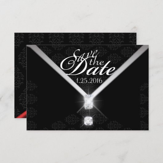 Zwart Stropdas Bewaar de datum Save The Date (Voorkant / Achterkant)