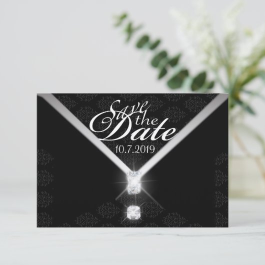 Zwart Stropdas Bewaar de datum Save The Date (Staand voorkant)