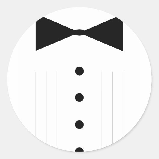zwart stropdas bowtie tuxedo ronde sticker (Voorkant)