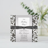 Zwart Stropdas Damask Vrouwen 21ste Verjaardagsfee Kaart (Staand voorkant)