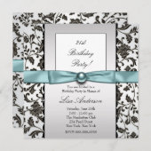 Zwart Stropdas Damask Vrouwen Verjaardagsfeest Kaart (Voorkant / Achterkant)