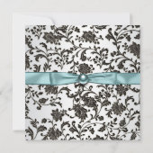 Zwart Stropdas Damask Vrouwen Verjaardagsfeest Kaart (Achterkant)